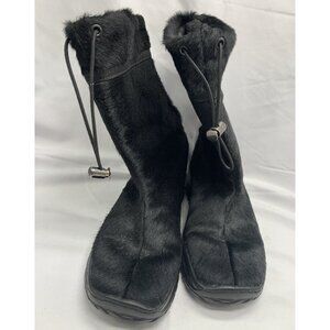Oscar Sport Black Faux Fur Winter Boots Drawstring Closure Warm Snow Fashion Siz